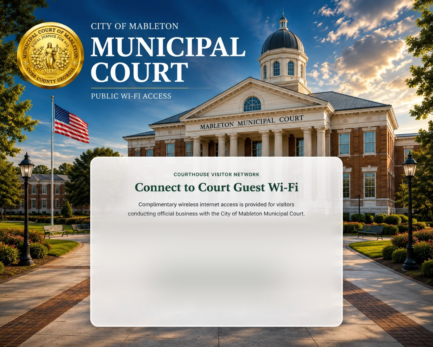 City of Mableton Municipal Court public Wi-Fi welcome page